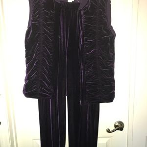 Purple velvet pant suit